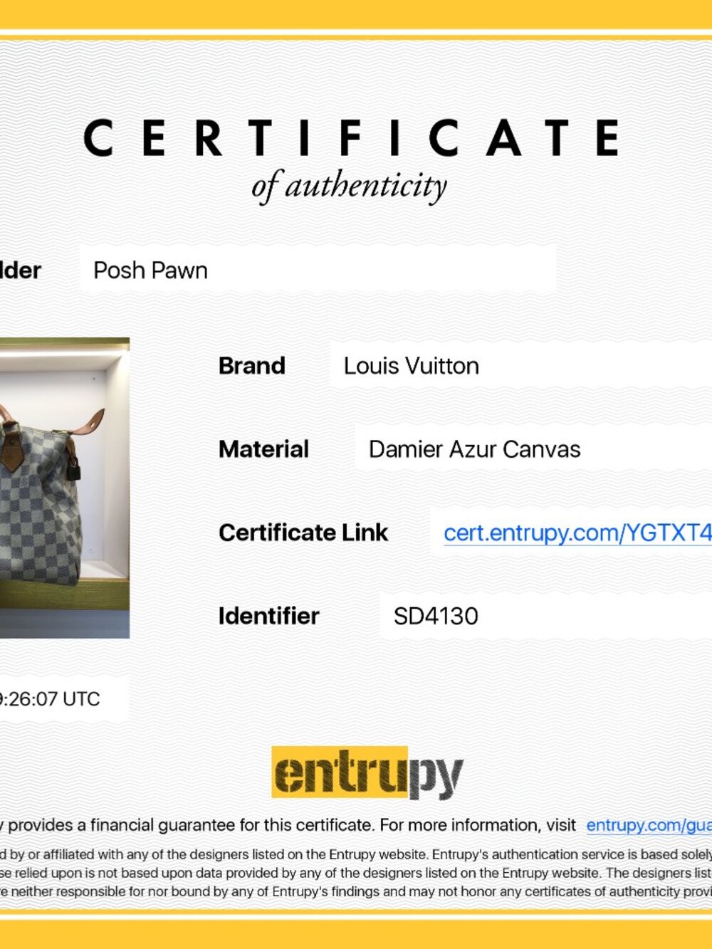 Authentic Louis Vuitton Damier Azur Canvas Speedy 30" - Picture 16 of 16